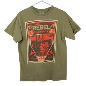 Star Wars Mens Green Short Sleeve Shirt Rogue Squadron Rebel Alliance Sz Medium